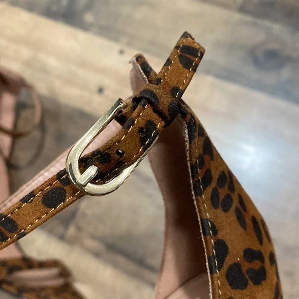 Topshop leopard heels Susie shoes size 10 4” heels adjustable‎ strap